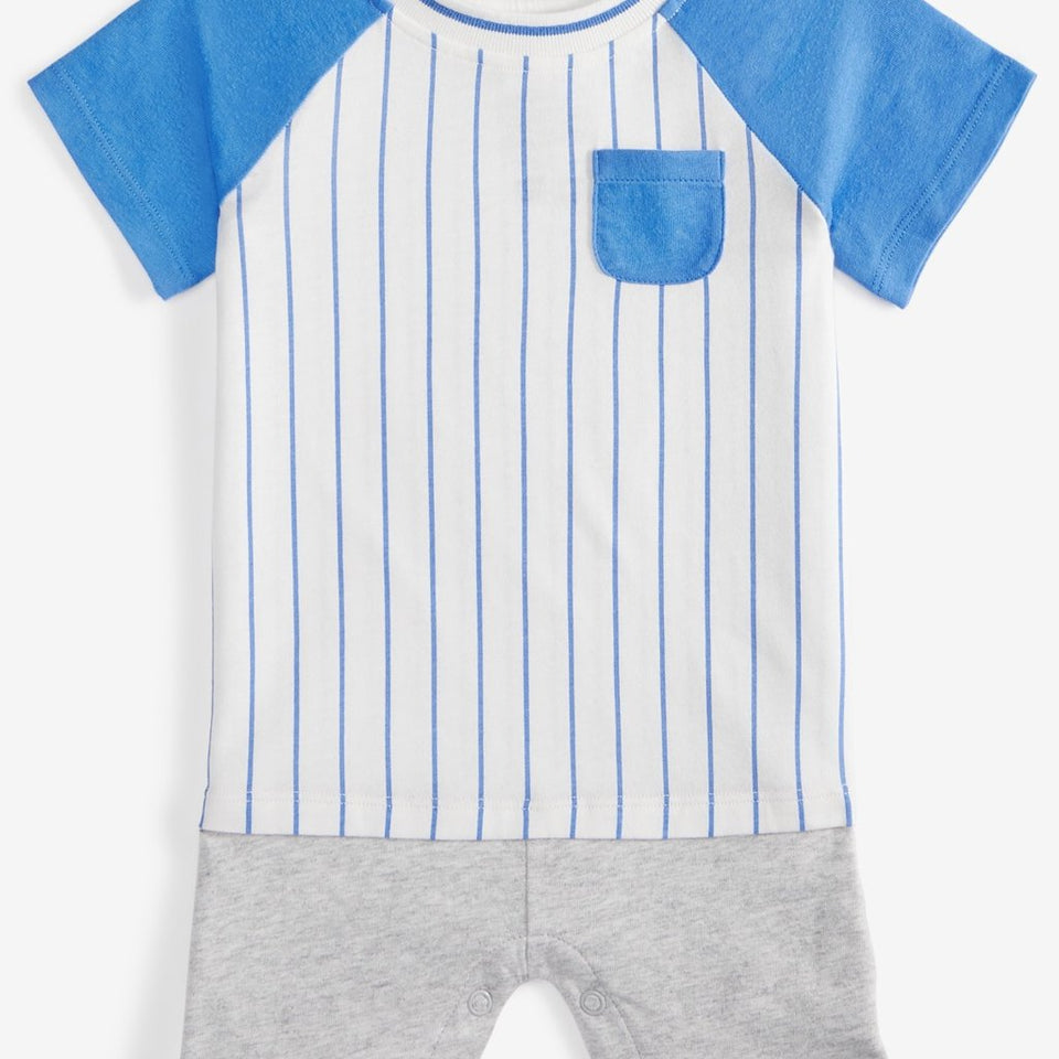 First Impressions Baby Boy's Angel White Sporty Striped Romper