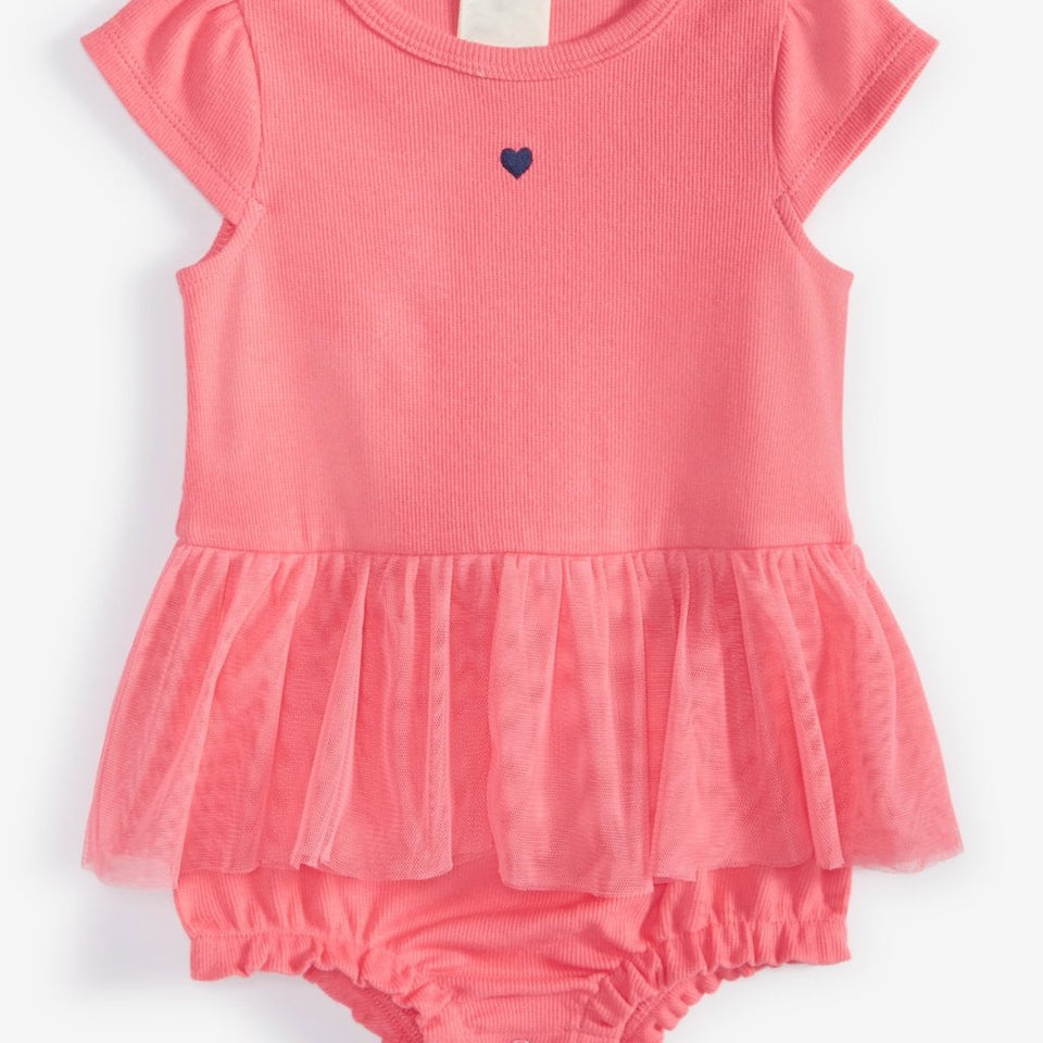 First Impressions Baby Girl's Coral Sunr Tiny Heart Skirted Bodysuit