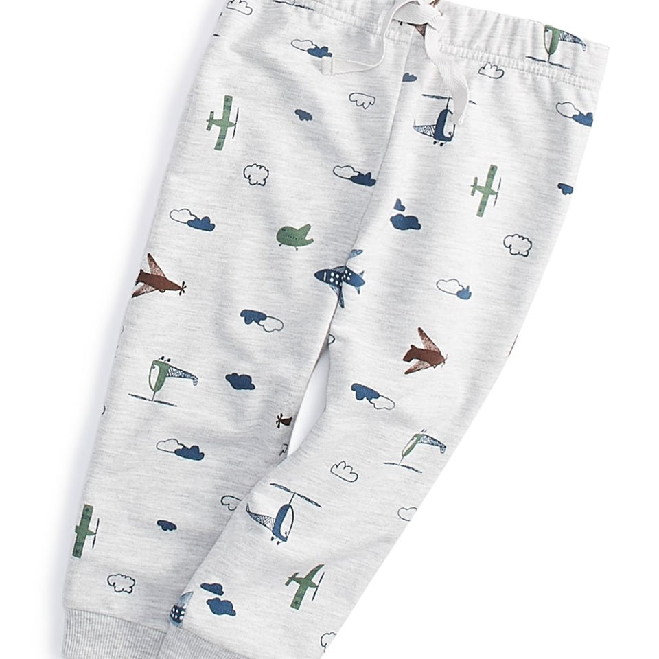 First Impressions Baby Boy's Slate Heather Airplane Sweatpants