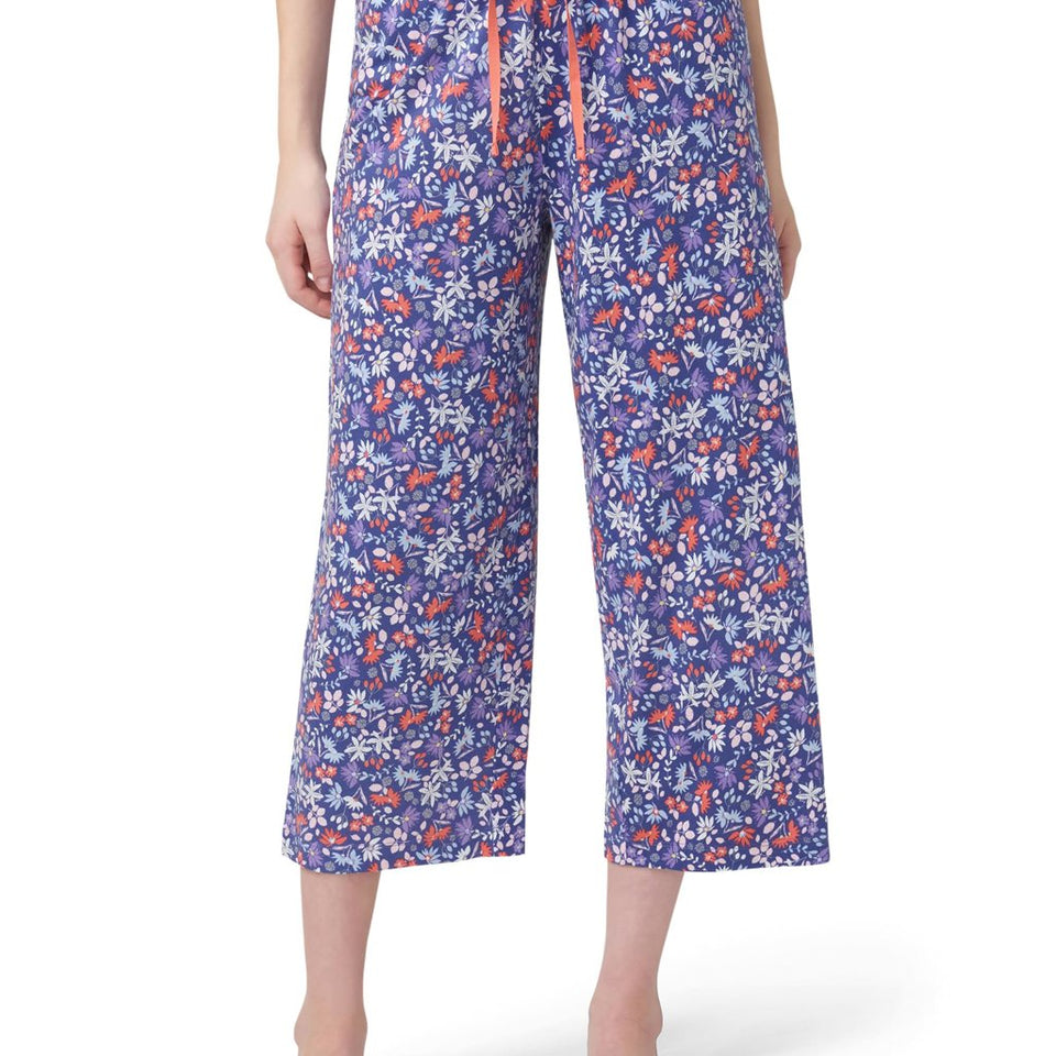 HUE Women's Skipper Blue Ditsy Dance Whimsical Print Pajama Bottom