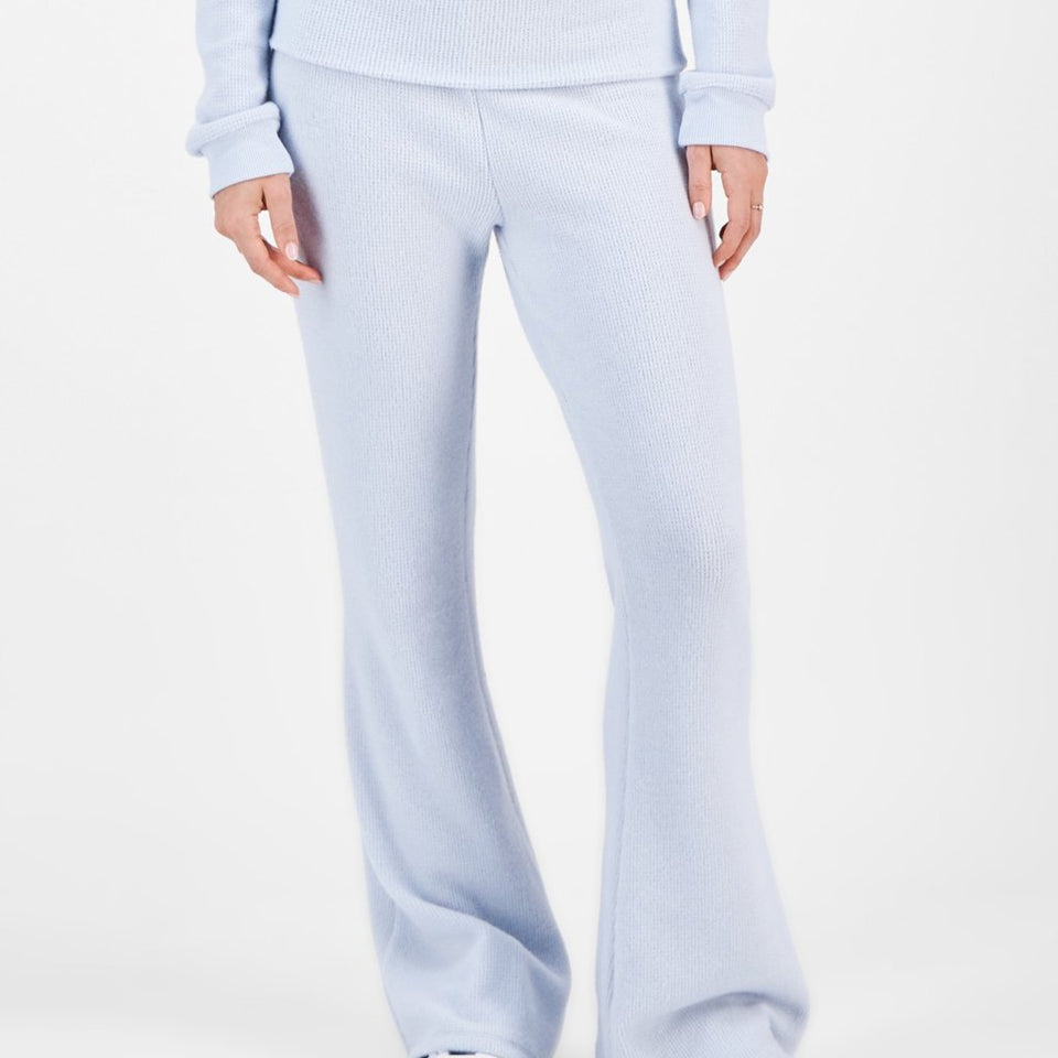 Grayson Threads The Label Women's Light Blue Waffle Knit Foldover Waist Pants