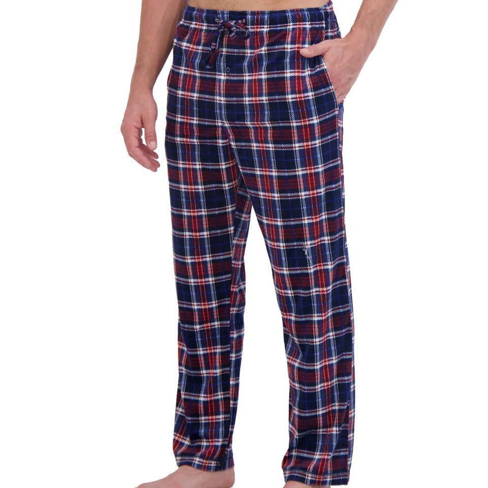 Hanes Men's Red Blue Plaid Ultimate Brushed Fleece Pajama Bottom