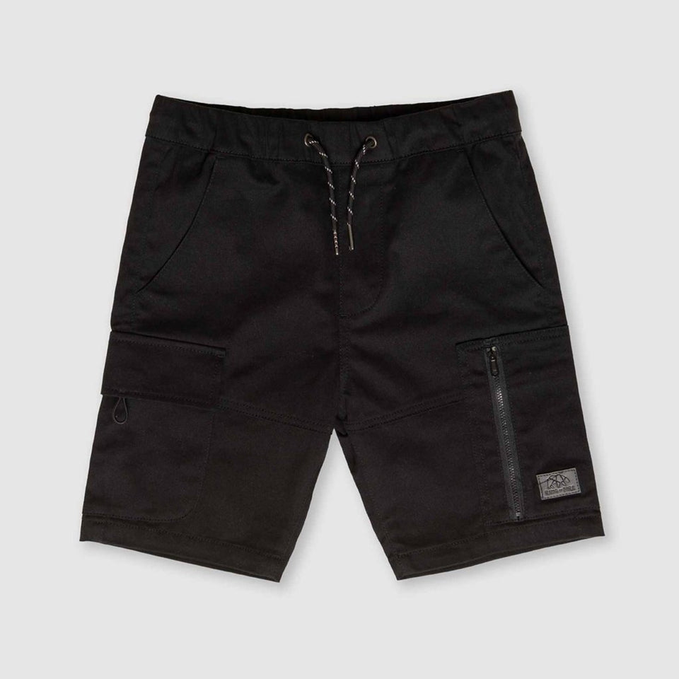 Ring Of Fire Boy's Black Adino Stretch Twill Cargo Shorts