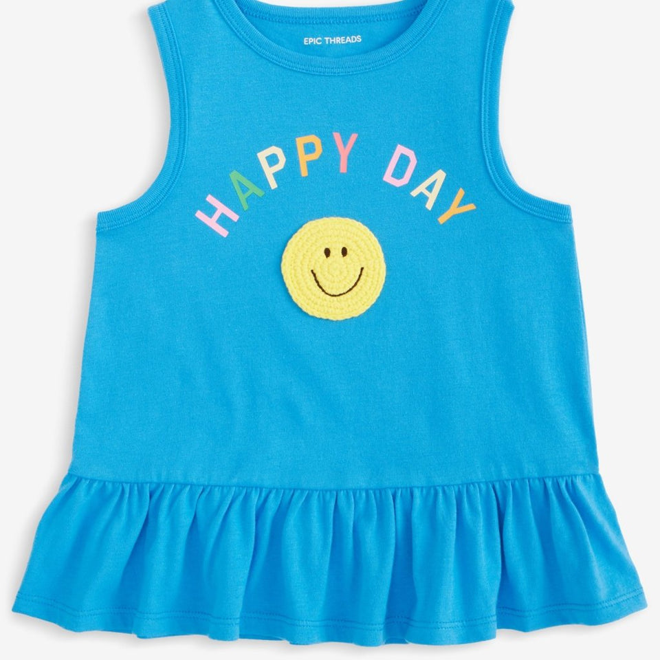 Epic Threads Toddler Girl's Blue Parad Ruffled Tank Top