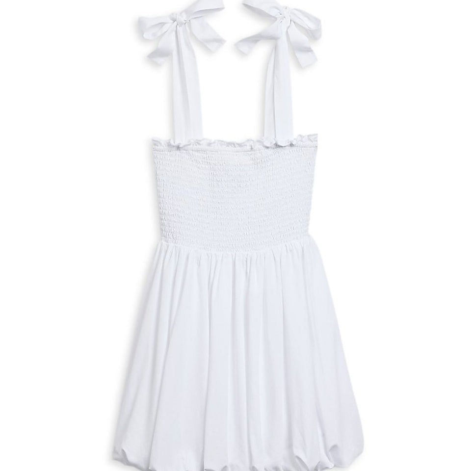 KatieJnyc Girl's White Penelope Tie Tank Bubble Dress