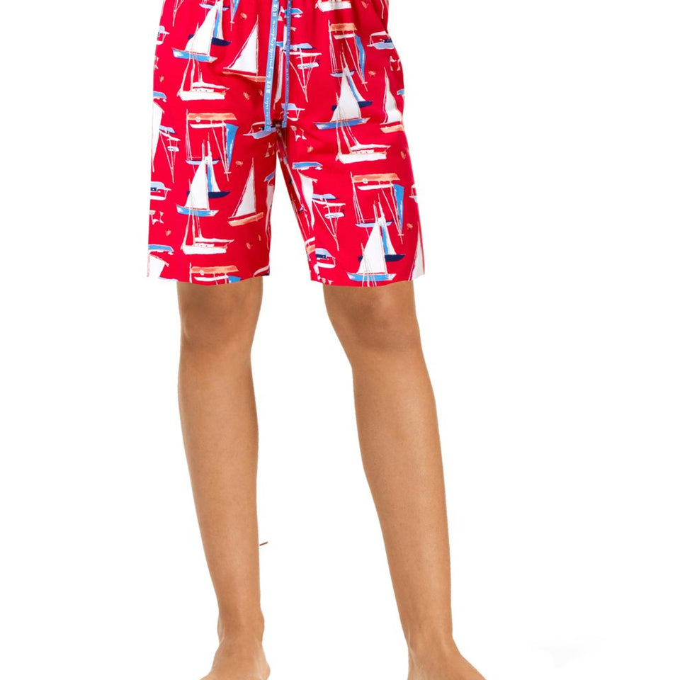 HUE Womens Nautical Red Sail Away Printed Knit Bermuda Pajama Shorts