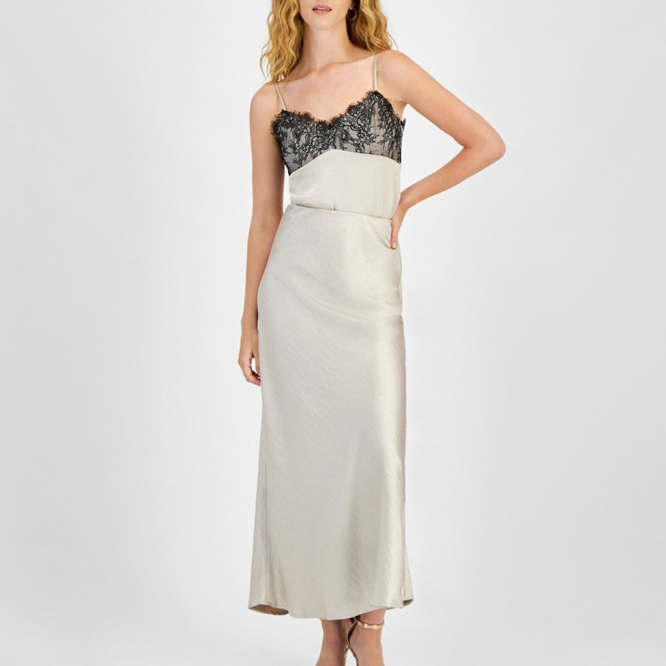 Lucy Paris Women's Champagne Ruby Satin Pull-on Maxi Skirt