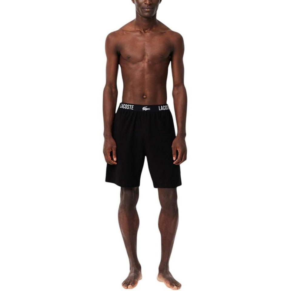 Lacoste Men's Black Cotton Stretch Croc Graphic Waistband Boxers