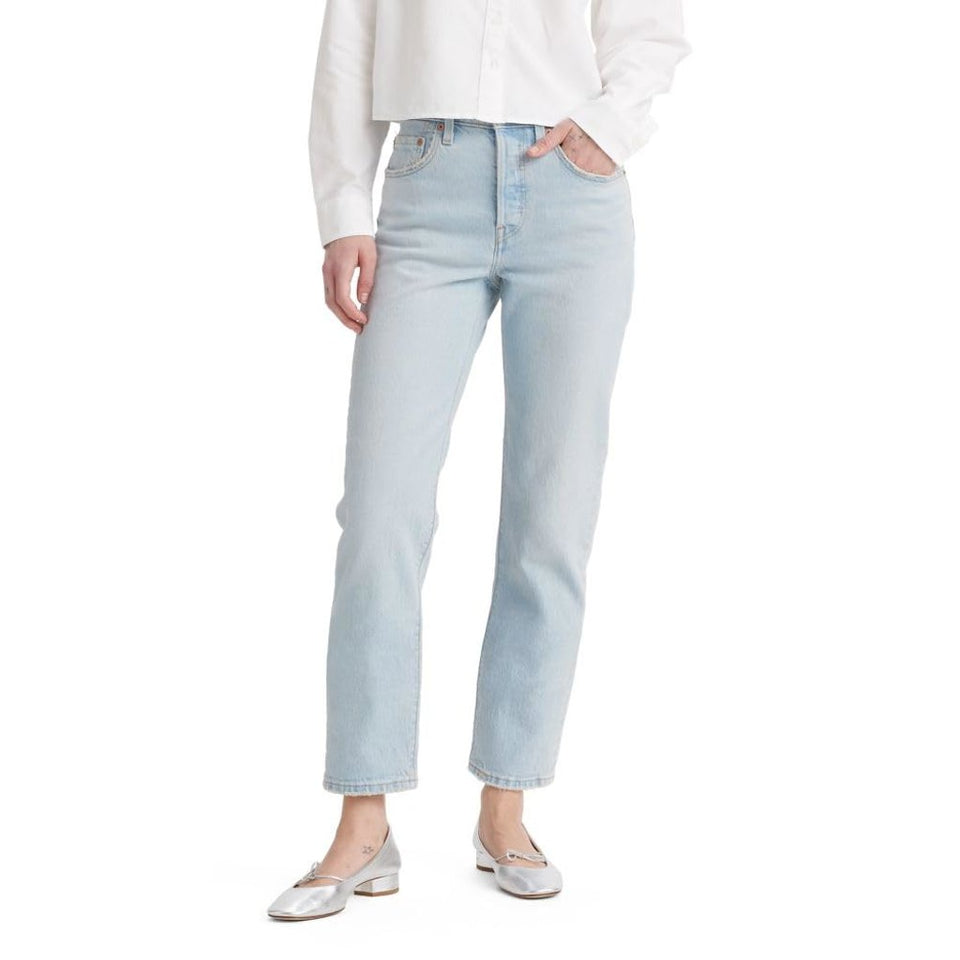Levis Women's Light Blue Stepped Away 501 Crop Jeans