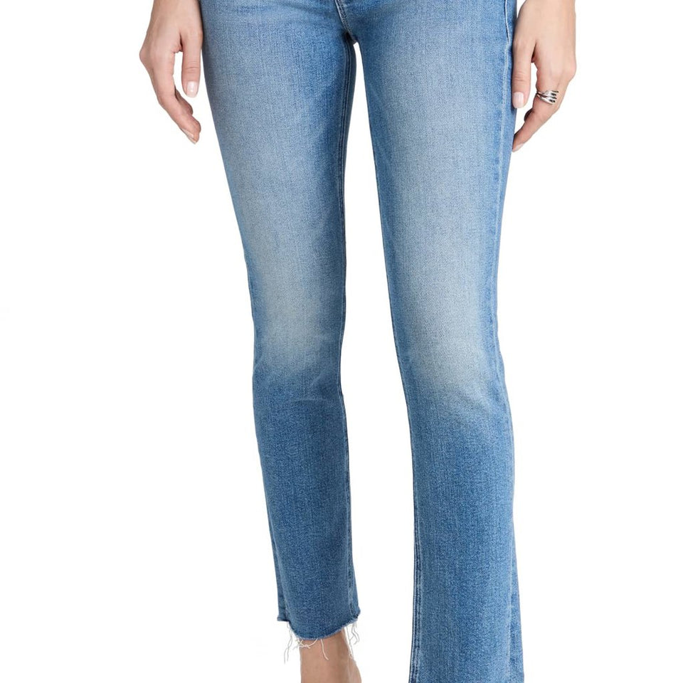 Mother Women's Light Blue Riding The Cliffside Mid Rise Dazzler Ankle Fray Jeans