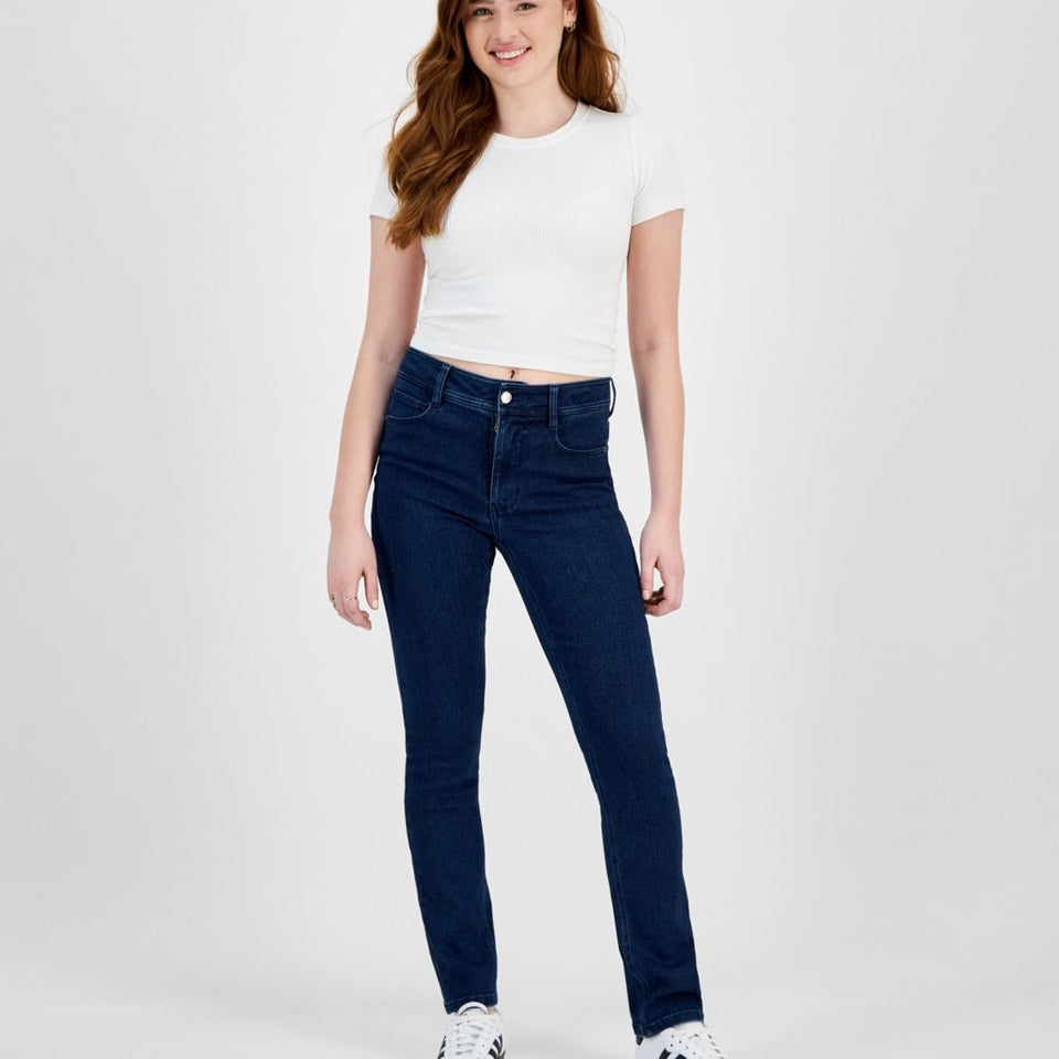 Dollhouse Women's Navy Pacific Wa High Rise Straight-Leg Jeans