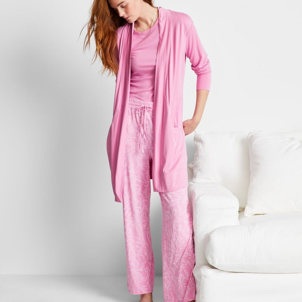 State Of Day Women's Pink Knit Layering Sleep Robe