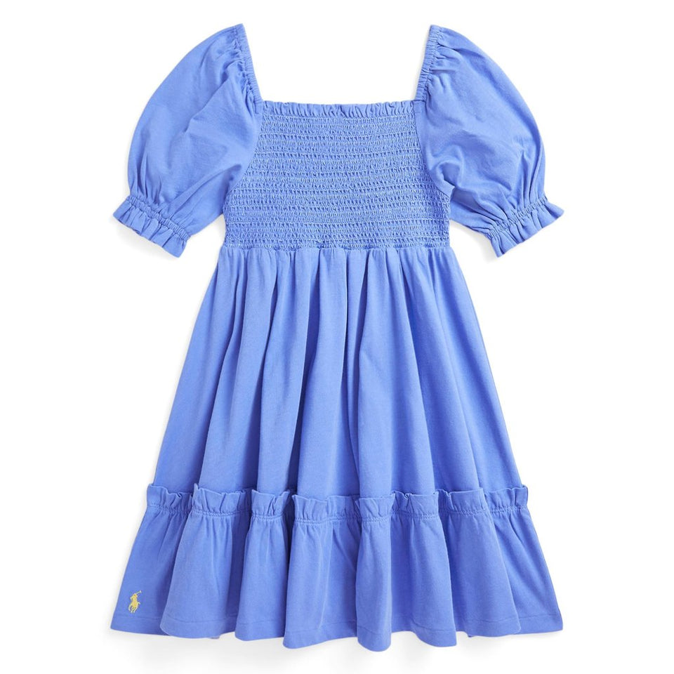 Polo Ralph Lauren Girl's Blue Smocked Cotton Jersey Dress