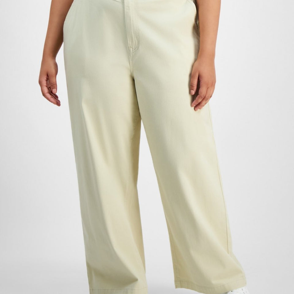Celebrity Pink Women's Beige Wide-Leg Chino Pants
