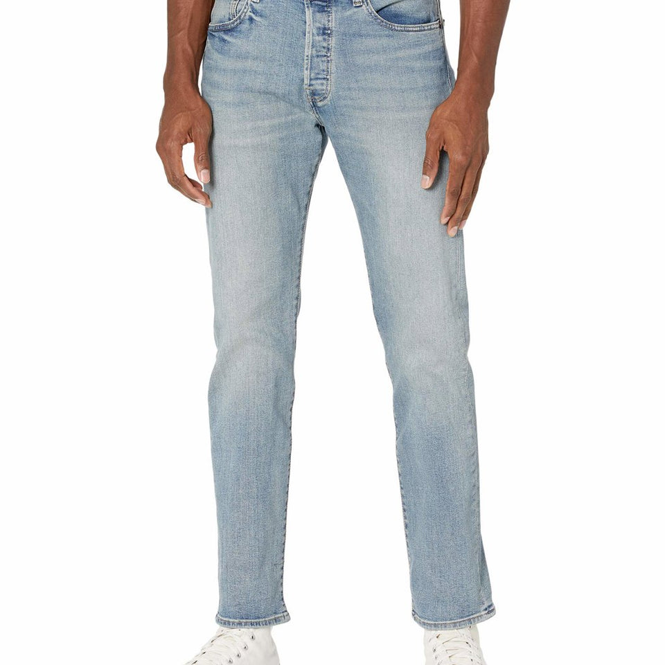 Levis Men's Light Wash Blue 501 Original Fit Stretch Jeans