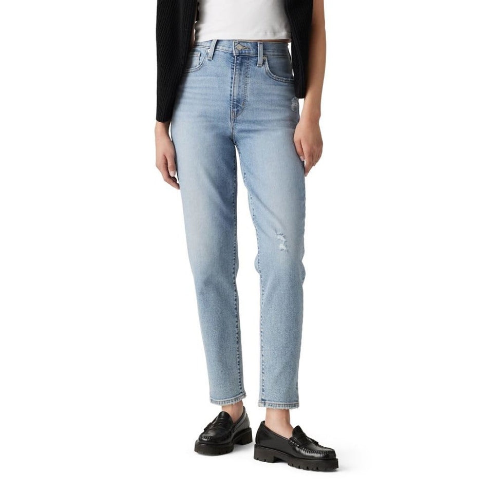 Levis Women's Light Blue Emerging Energy High Waisted Mom Jeans