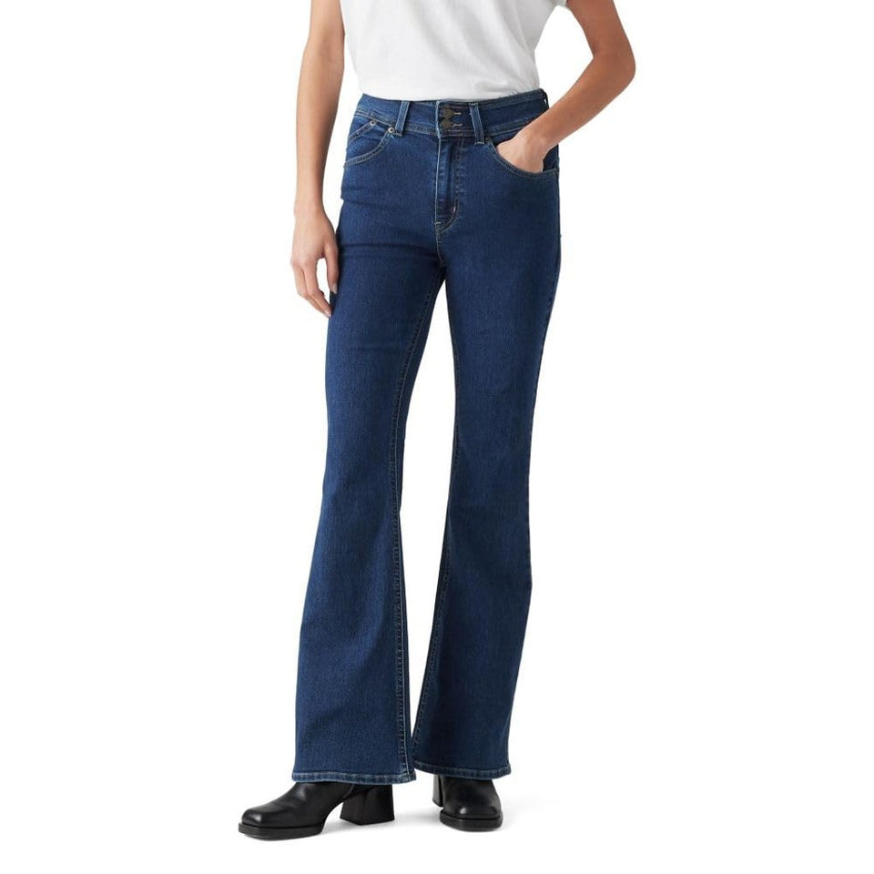 Levis Women's Navy Seams to Work 726 Retro High Rise Flare Jeans