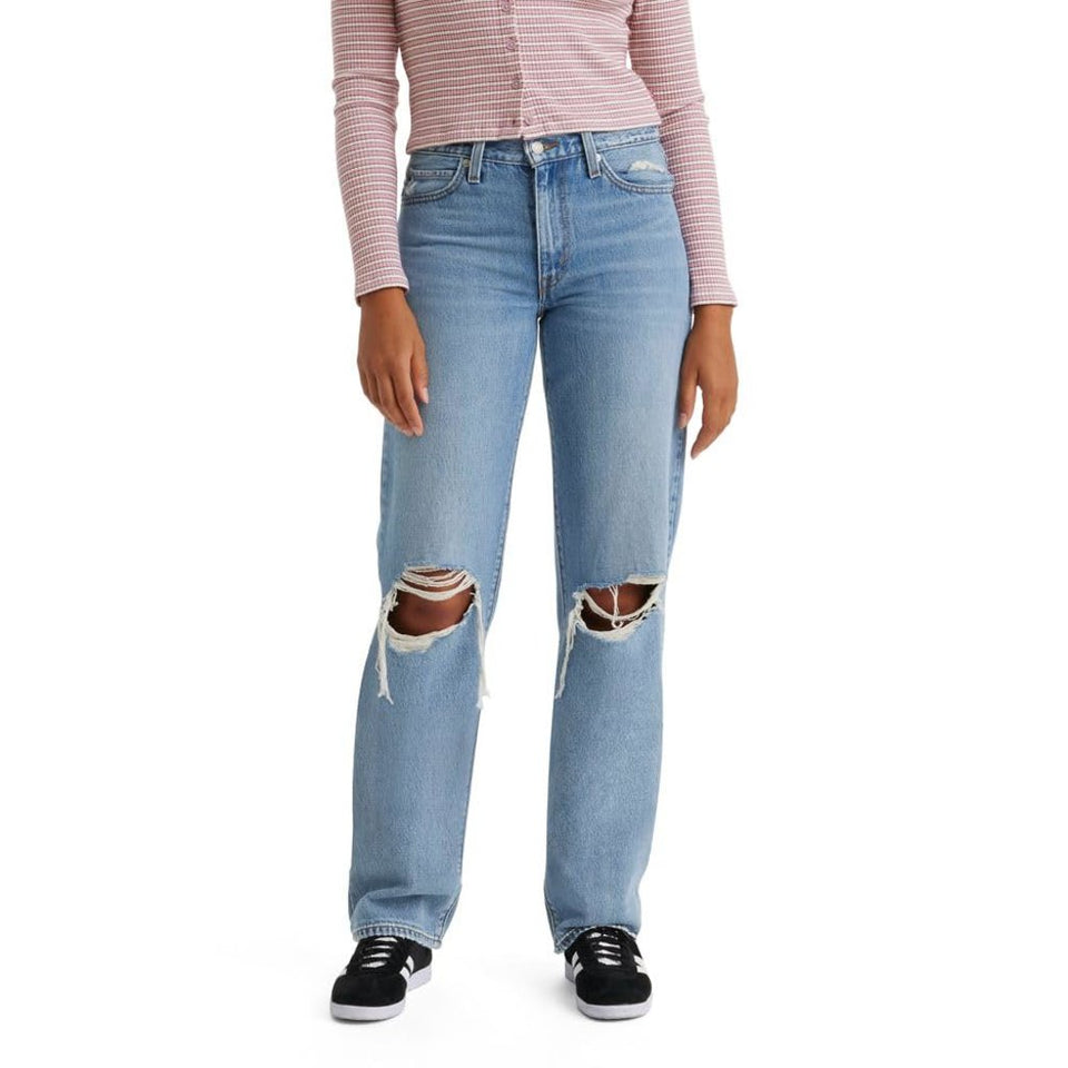 Levis Womens Medium Indigo Destructed 94 Baggy Jeans