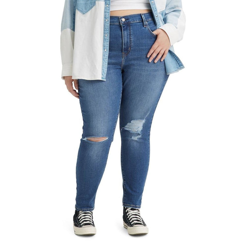 Levis Women's Blue Straight Through 721 High Rise Skinny Jeans