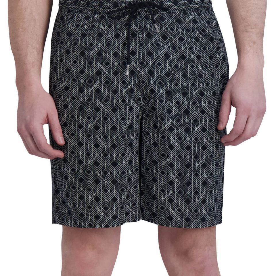 Karl Lagerfeld Men's Black Geometric Casual Walking Shorts