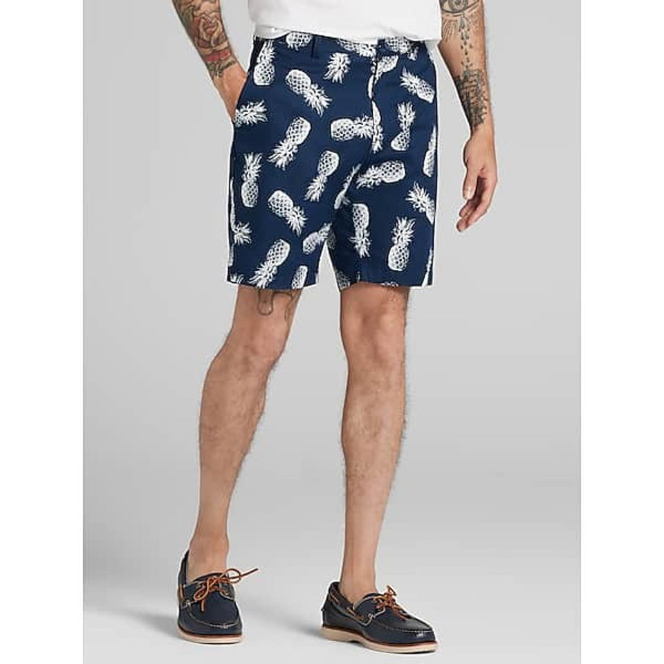 PaisleyGray Men's Navy/White Pineapple Felix Slim Fit Shorts