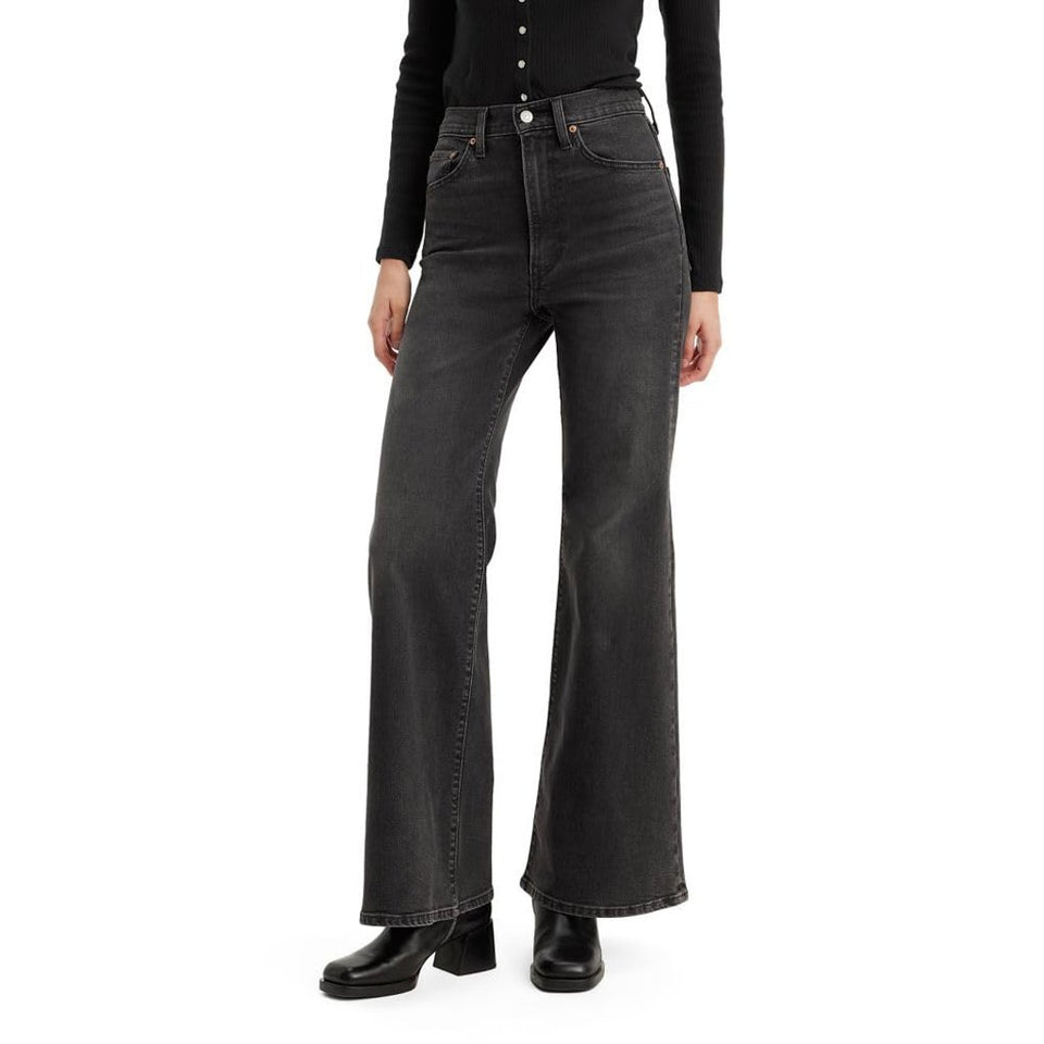 Levis Women's Dark Grey Ribcage Bell Bottom Jeans