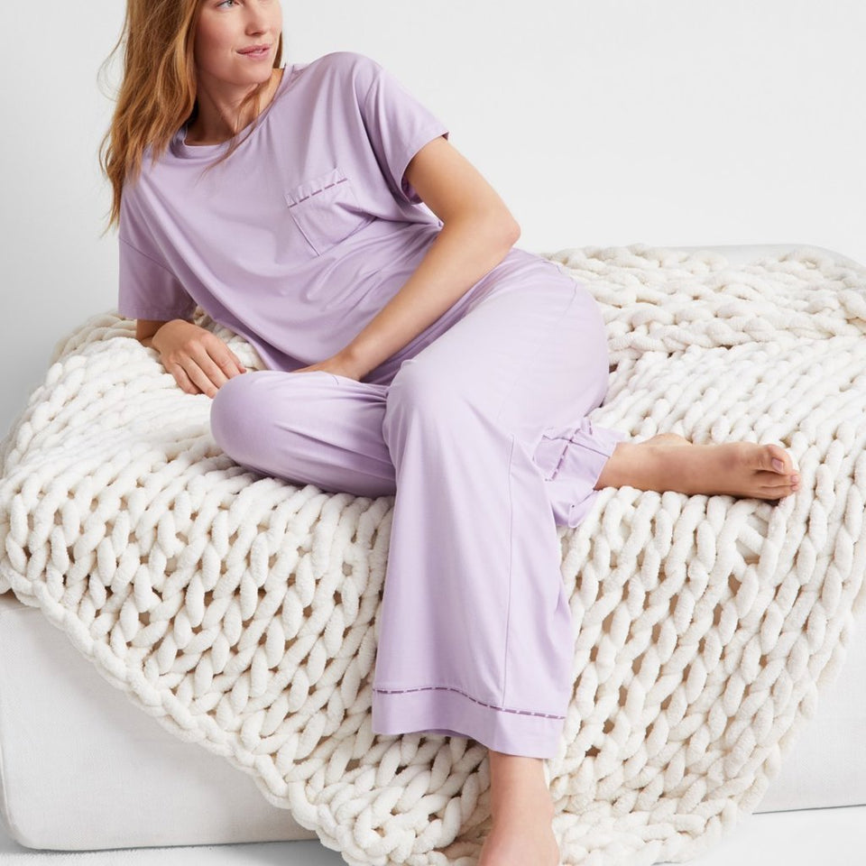 State of Day Women's Lilac Frost Bite Fluid Knit Pajama Set