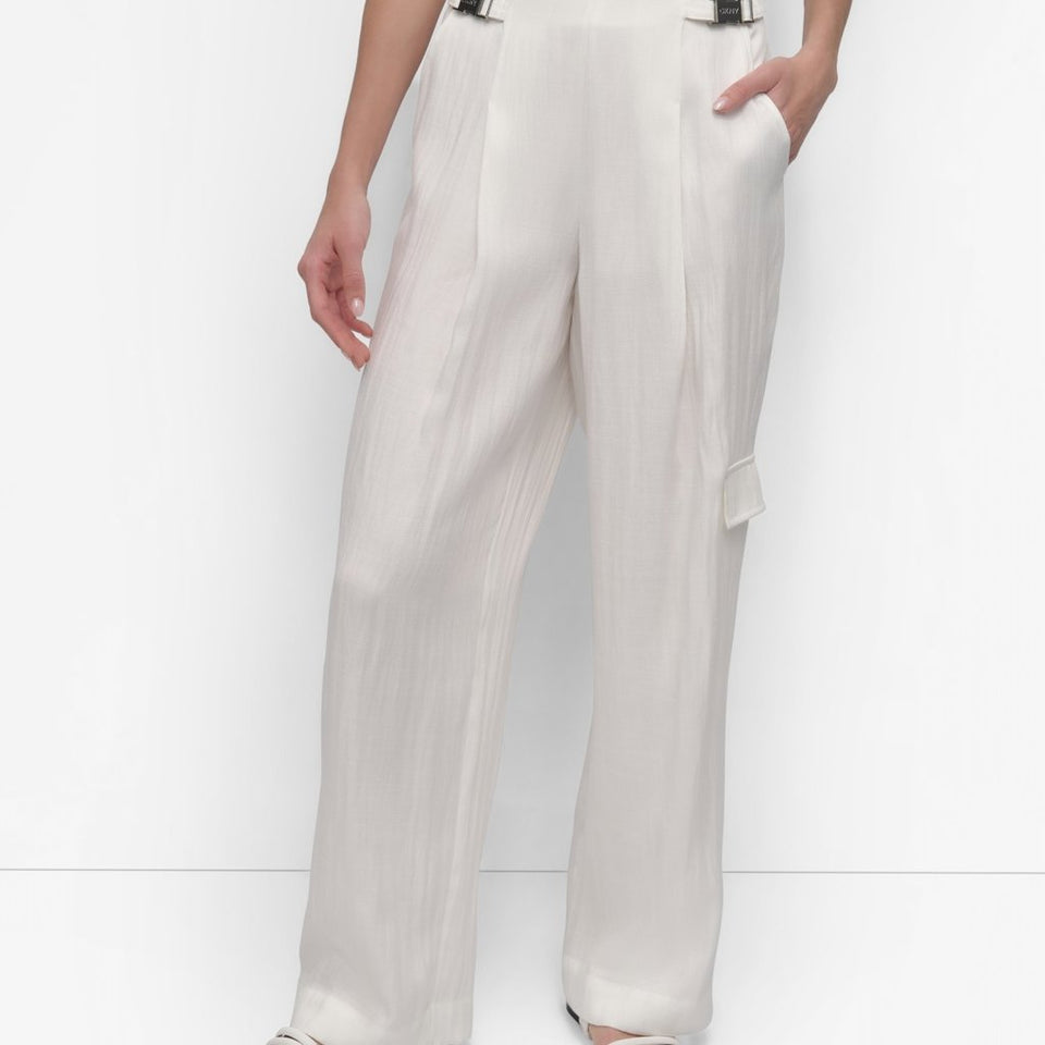 DKNY Women's Cream Ivory Cargo Dress Pants