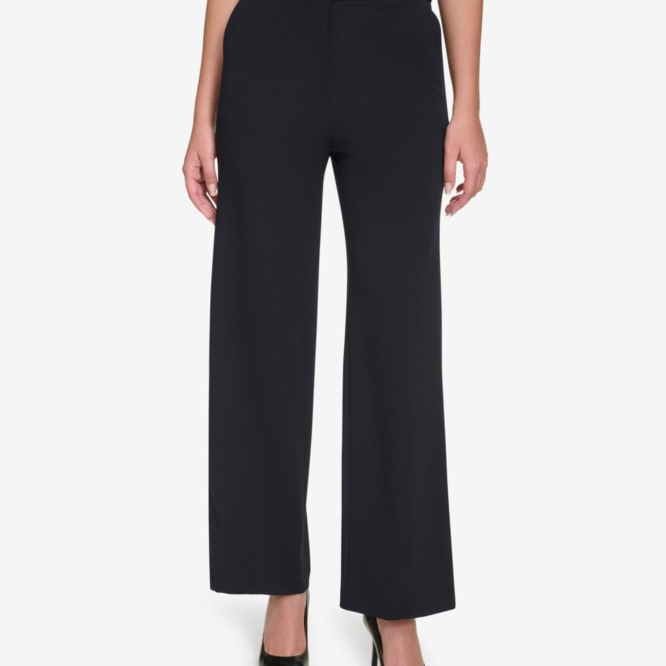 Calvin Klein Women's Black High-Rise Wide-Leg Trousers