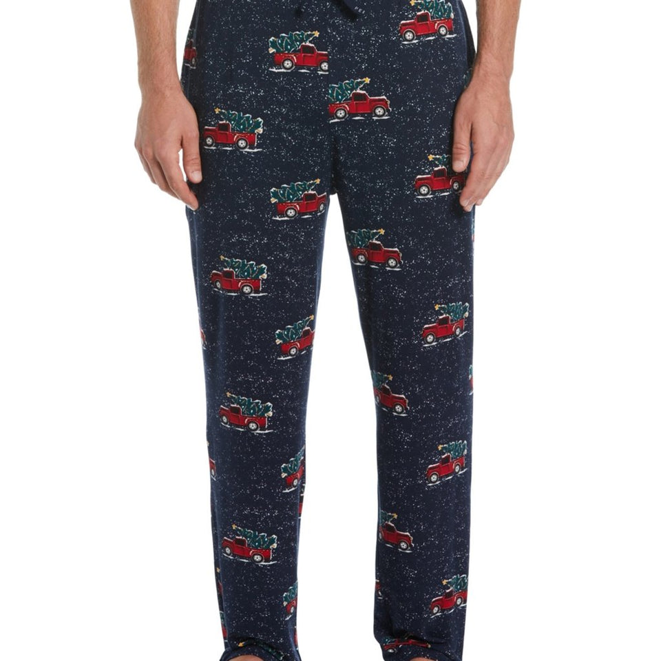 Perry Ellis Portfolio Men's Navy Truck and Tree Deluxe Touch Pajama Bottom