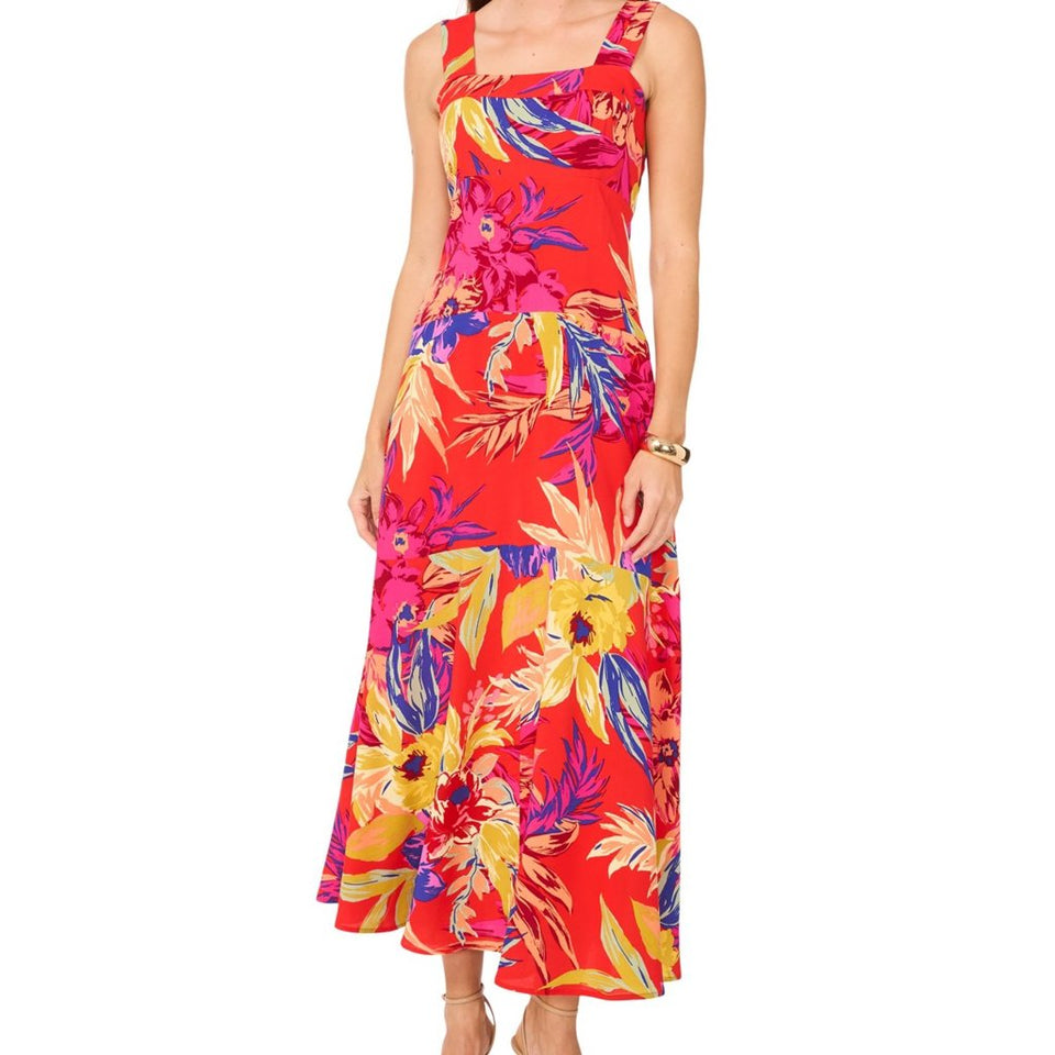 Msk Women's Multicolor Printed Square-Neck Sleeveless Maxi Dress