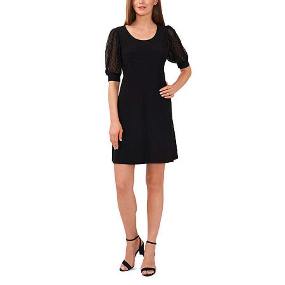 Msk Women's Black Contrast-Sleeve Jersey Shift Dress