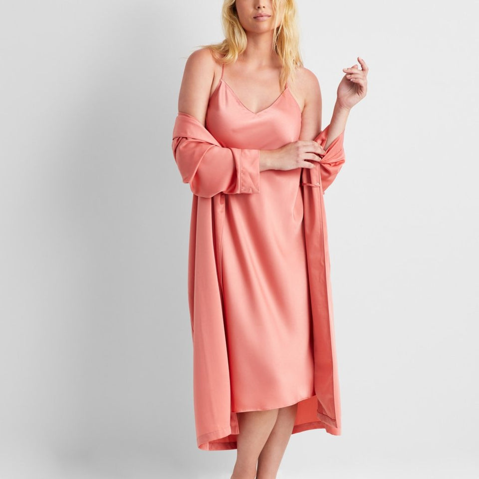 State of Day Women's Coral Sleeveless Crepe De Chine Sleep Dress
