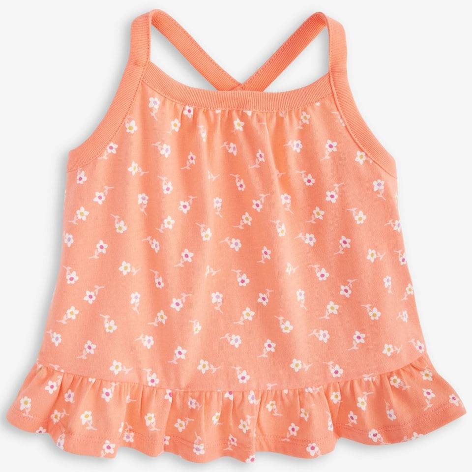 First Impressions Girl's Coral Floral-Print Peplum SleevelessBlouse