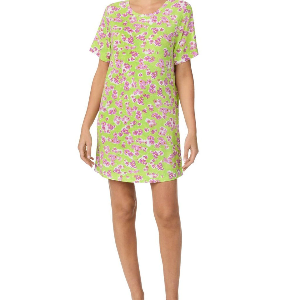 Sanctuary Womens Lime Floral Knit Jersey Sleep Shirt