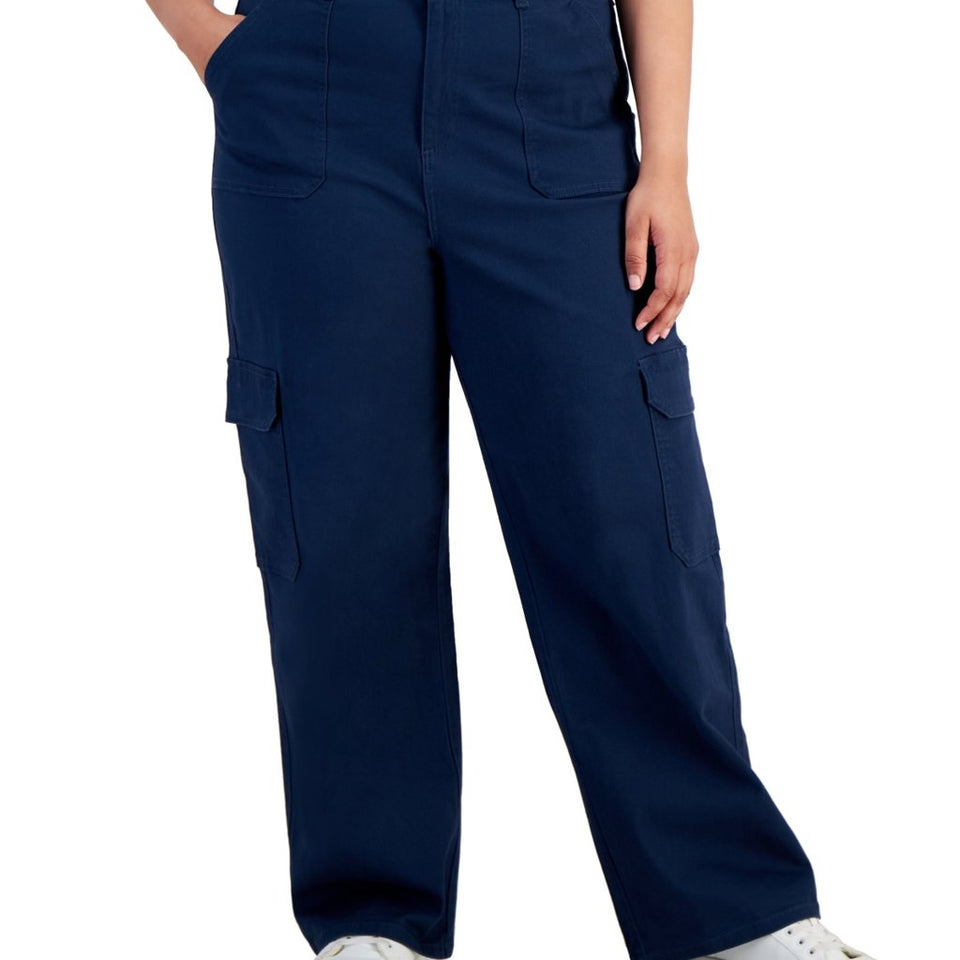 Celebrity Pink Women's Dark Petroli Relaxed-Fit Straight-Leg Cargo Pants