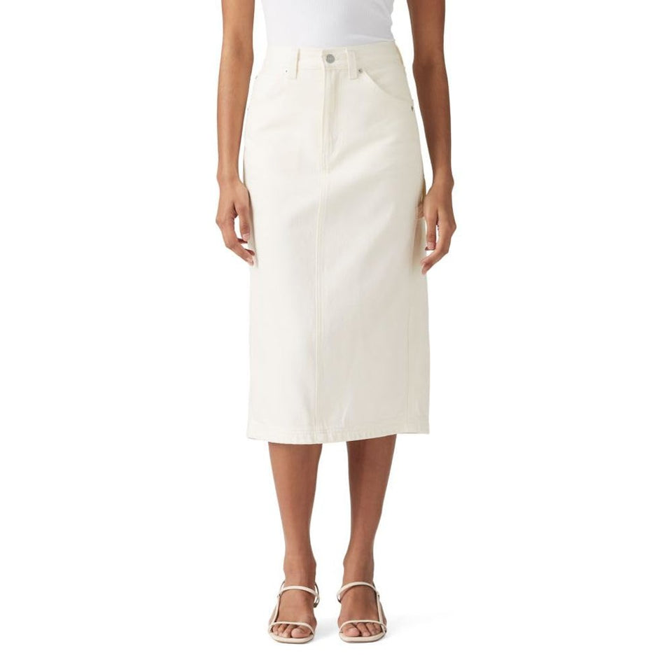 Levis Women's Light Beige Truth Slip High-Rise Slit Denim Skirt