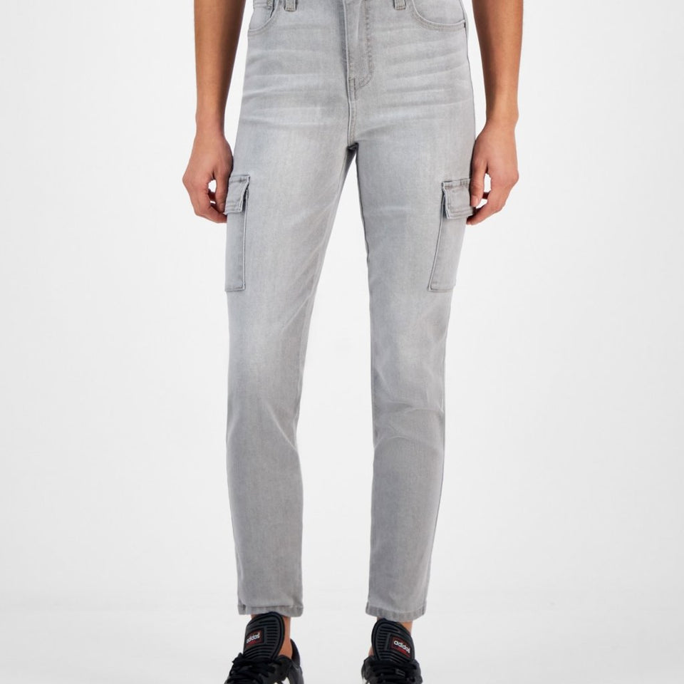 Celebrity Pink Women's Grey Mid-Rise Cargo Skinny Jeans