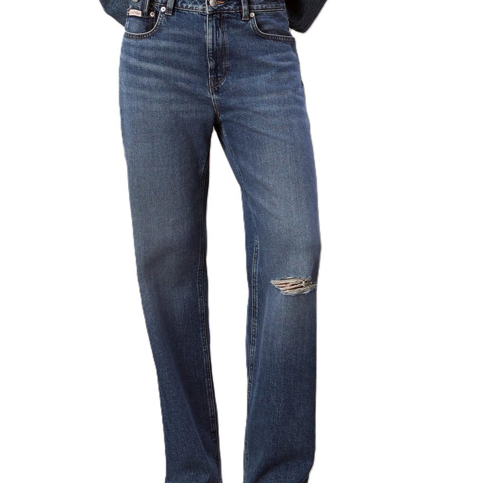 Calvin Klein Women's Blue Runaway Blue 90s Straight Jeans