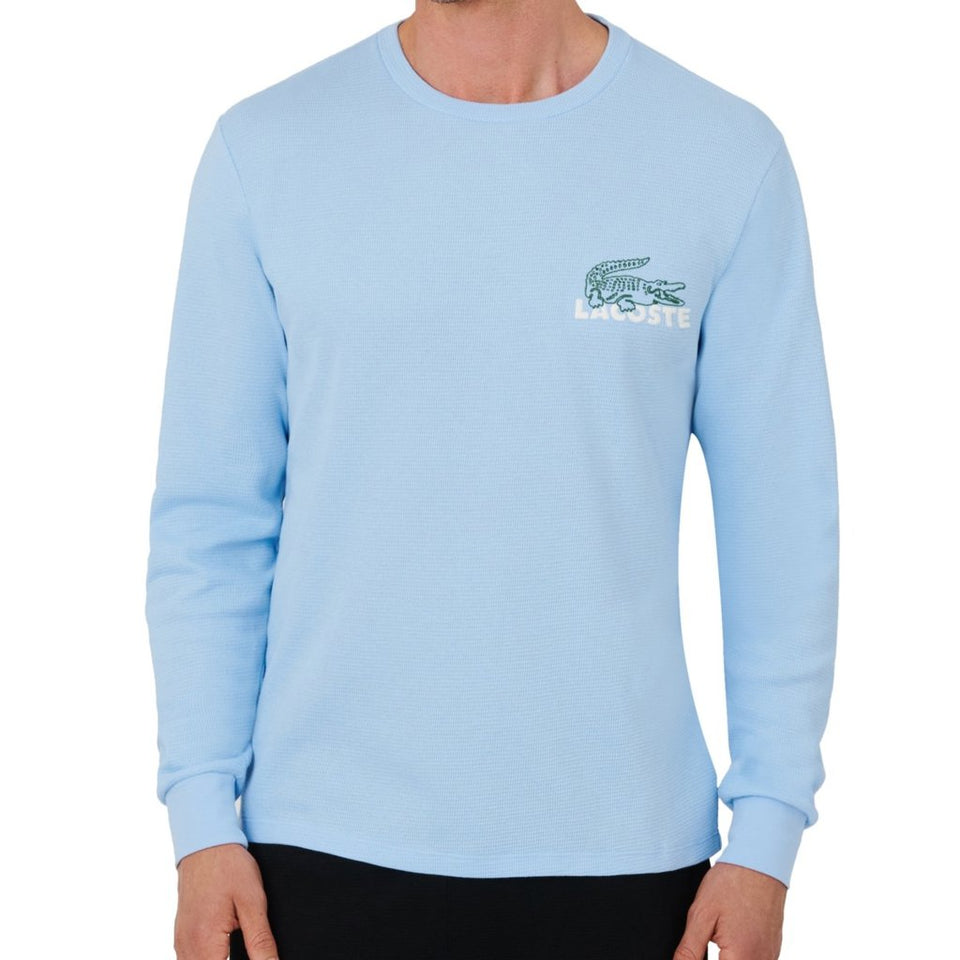 Lacoste Men's Light Blue Croc Thermal Waffle Blouse