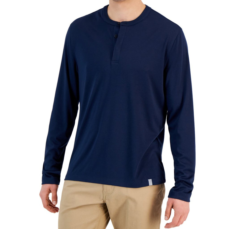 Alfani Men's Navy Alfatech Solid Henley