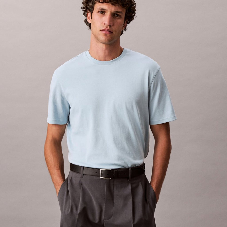 Calvin Klein Men's Light Blue Supima Cotton Interlock Crewneck T-Shirt