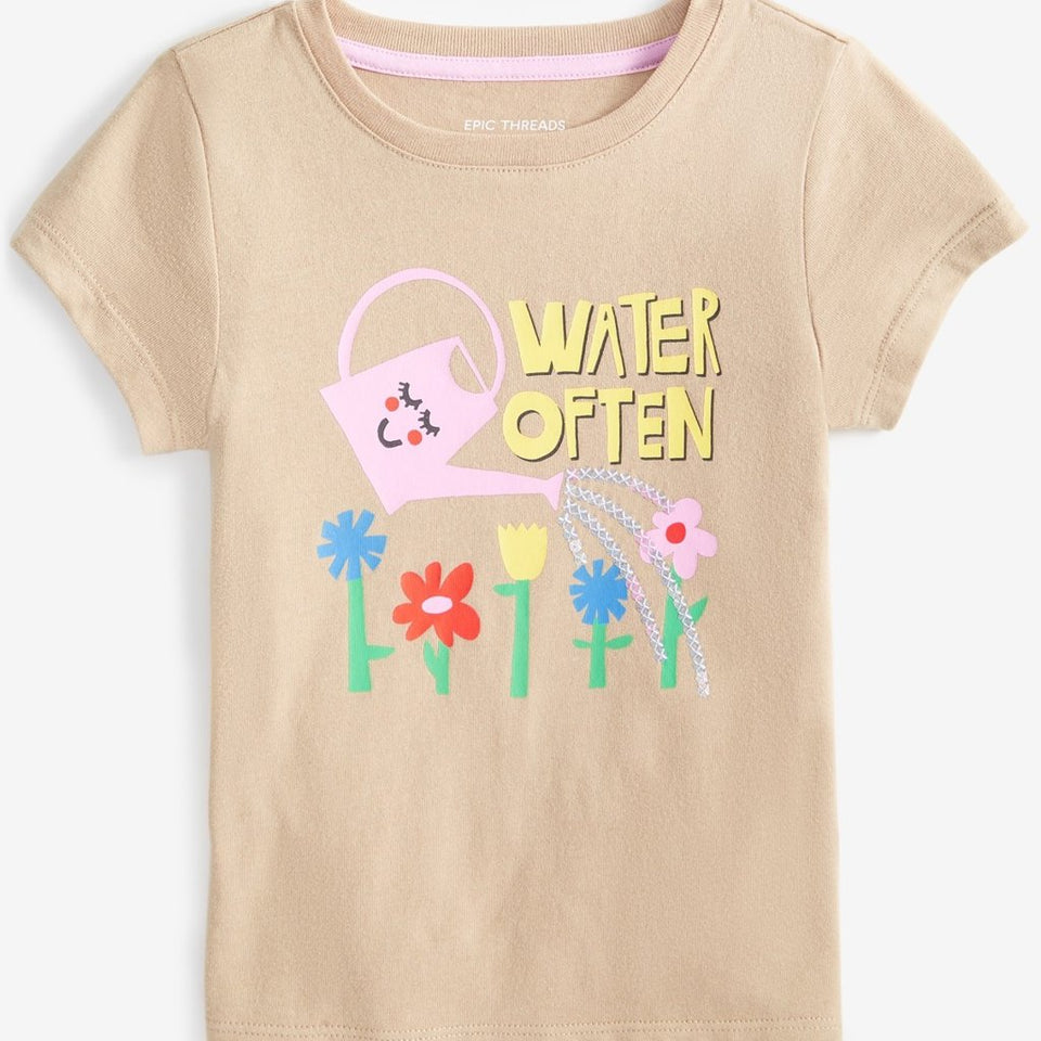 Epic Threads Toddler Girl's Light Beige Travertine Water Often Graphic T-Shirt