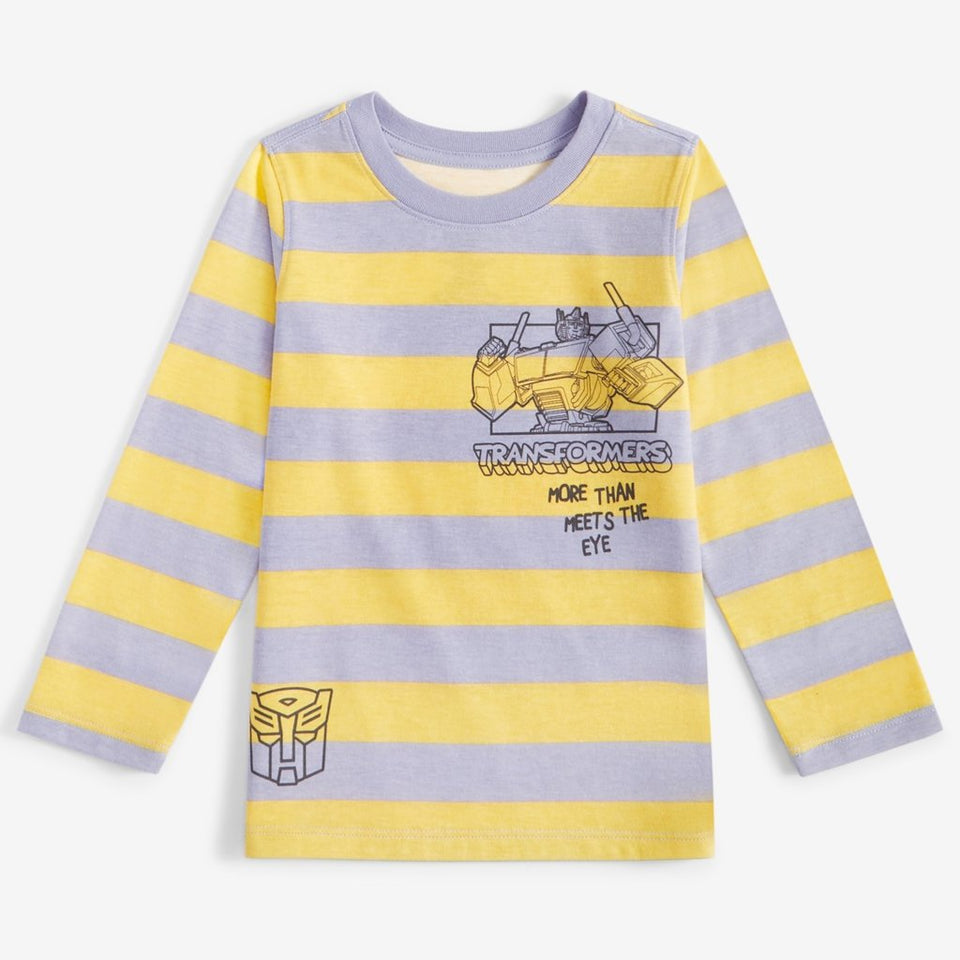 Epic Threads Boy's Multicolor Pur Transformers Graphic Striped Long-Sleeve Blouse 