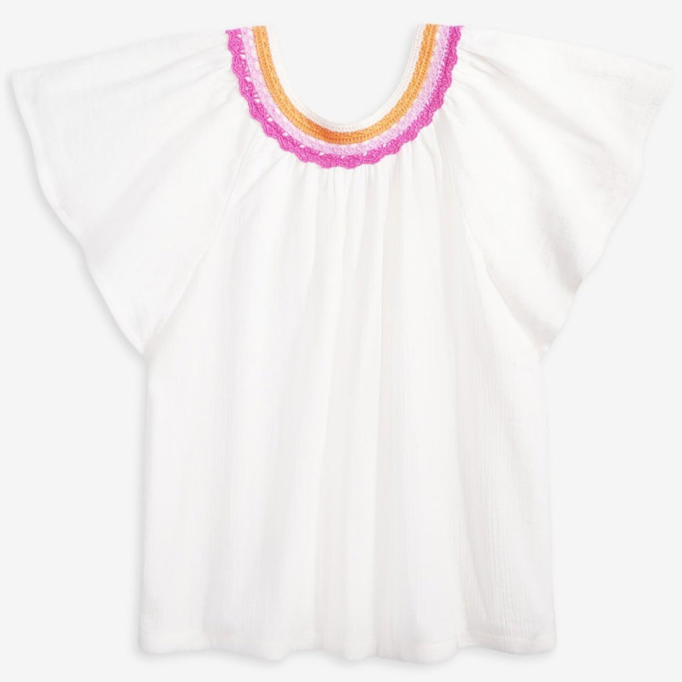 Epic Threads Girl's Angel White Crochet-Trim Swing T-Shirt