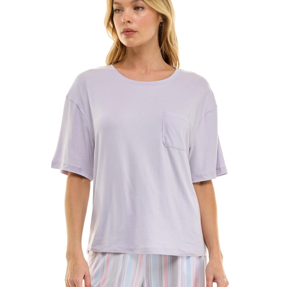 Roudelain Women's Purple Heather Drop-Shoulder Sleep Tee