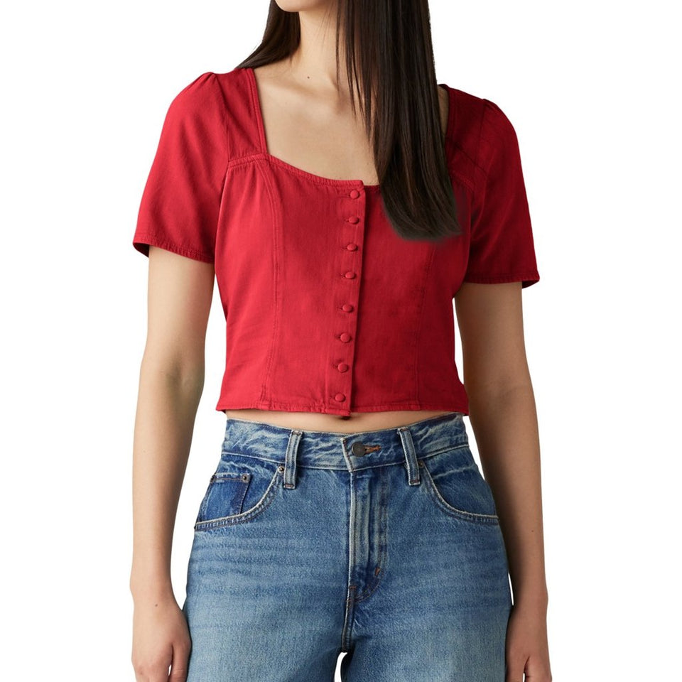 Levis Women's Scarlet Smile Pascale Cotton Square-Neck Blouse