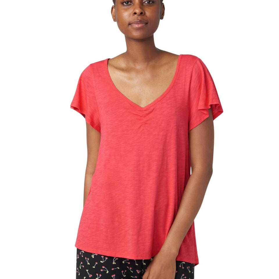 HUE Women's Teaberry Flounce Sleeve Valentines T-Shirt