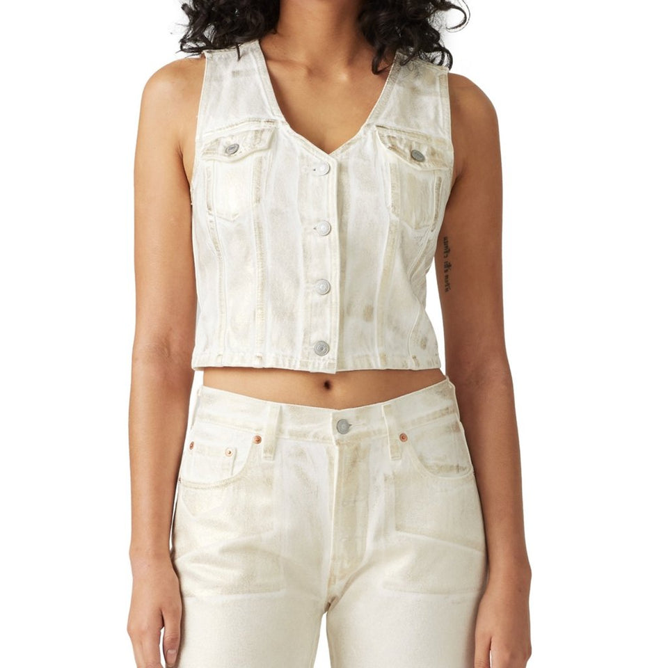 Levis Womens Luminary Coated Bella Denim Corset Vest