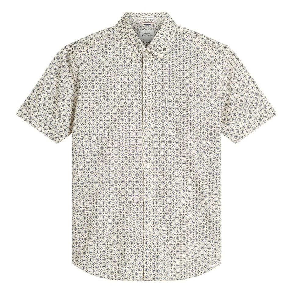 Ben Sherman Men's Mint Green All Over Print Button Up Shirt